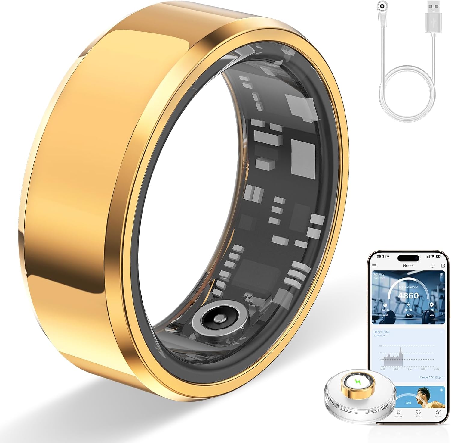 HPLSZCN gold decorative smart ring